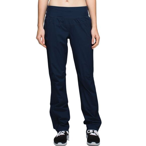 Lululemon Beat The Sleet Pant Shell Straight Leg Water Resistant Inkwell Blue 4 - Picture 1 of 6